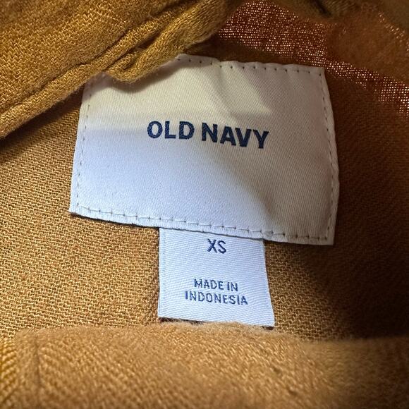 Old Navy Mustard Yellow Linen Blend Utility Jacket Womens XS Full Zip Drawstring - Picture 10 of 10